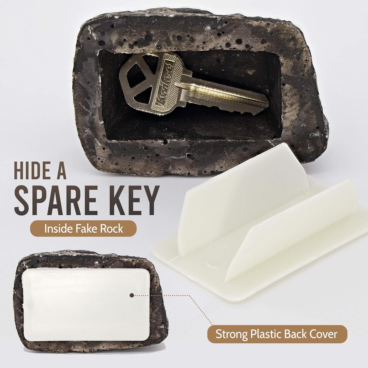 Realistic Fake Rock Key Hider of Weatherproof Outdoor Key Storage for Emergencies (1 Pc) thumbnail 2