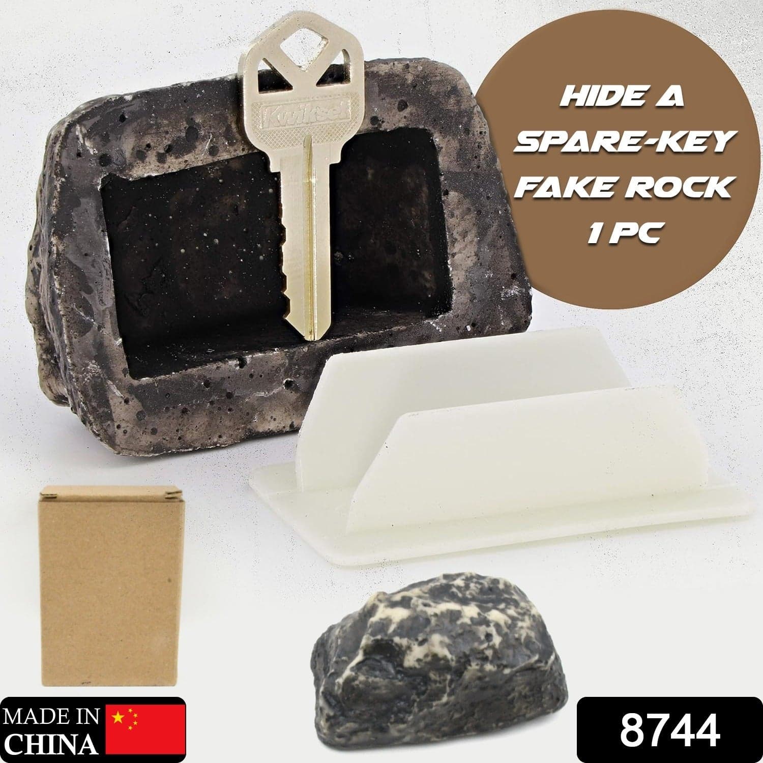 Realistic Fake Rock Key Hider of Weatherproof Outdoor Key Storage for Emergencies (1 Pc) thumbnail 3