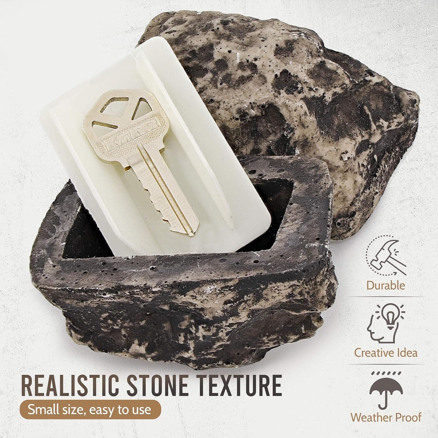 Realistic Fake Rock Key Hider of Weatherproof Outdoor Key Storage for Emergencies (1 Pc) thumbnail 4