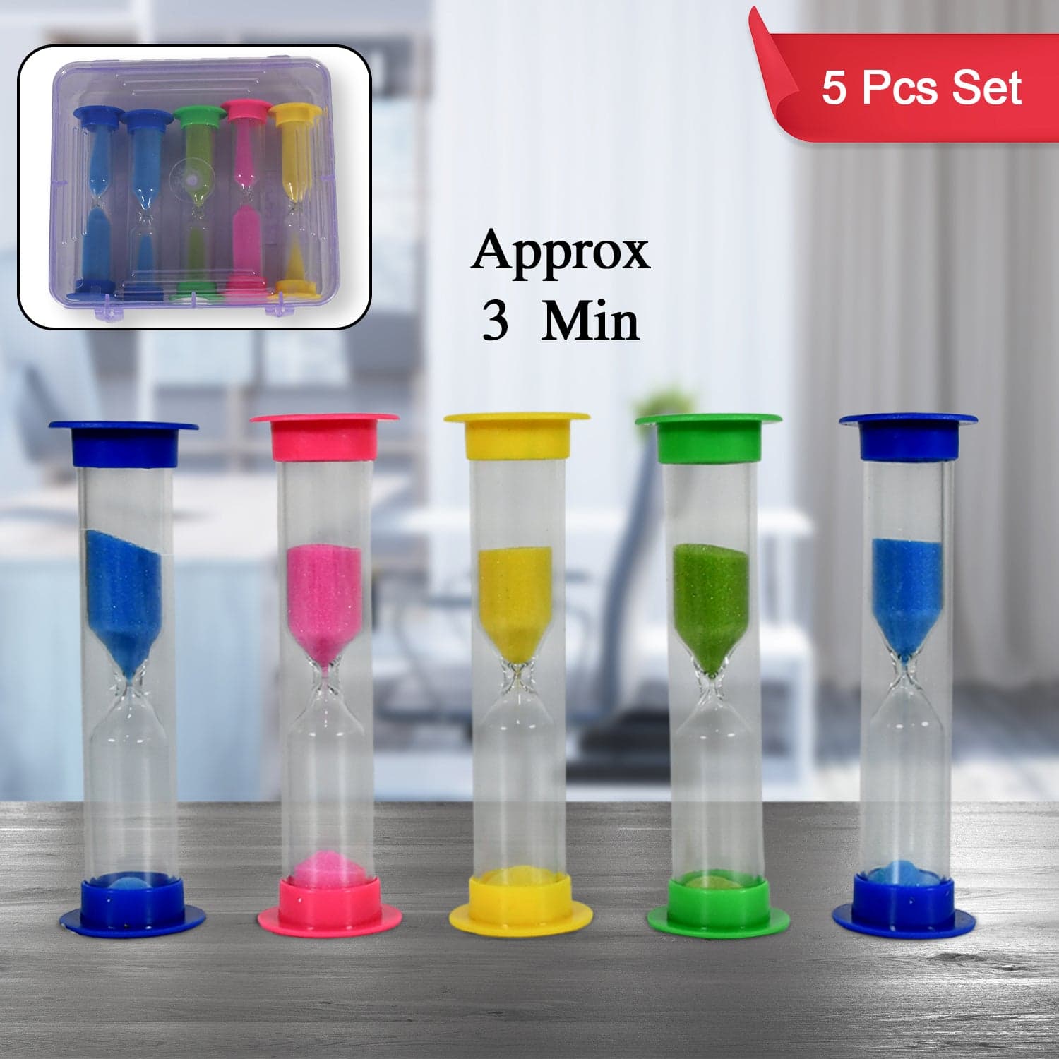 Plastic Hourglass Sand Timer Set Of 3-Min Sand Clock For Kitchen thumbnail 3