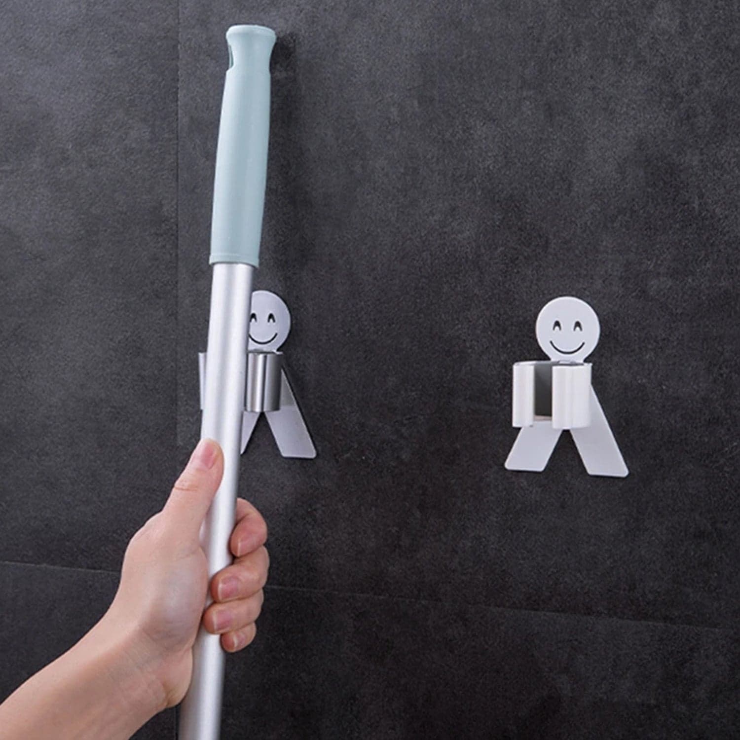 Smile Face Wall Mounted Brush & Broom Organize Holder thumbnail 6