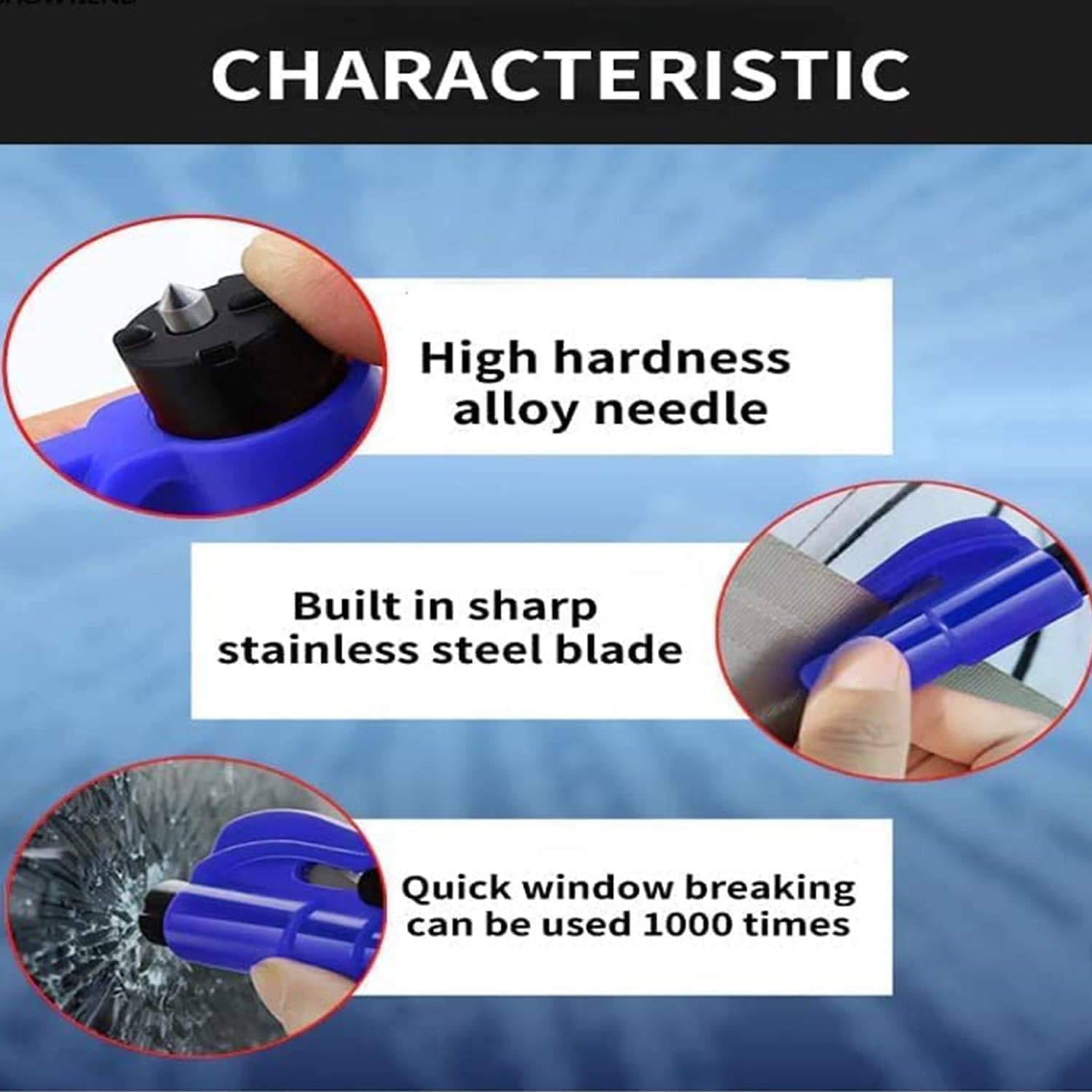 2-In-1 Emergency Safety Cutter Of Keychain Tool For Glass Breaking & Seatbelt Cutting thumbnail 5
