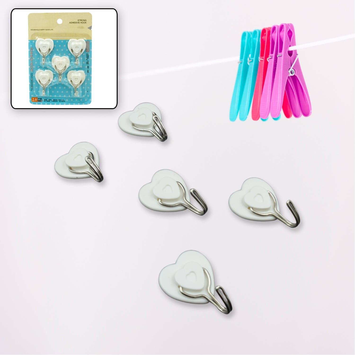 Multipurpose Strong Hook Self-Adhesive hooks for wall Heavy Plastic Hook ID 8779 thumbnail 3