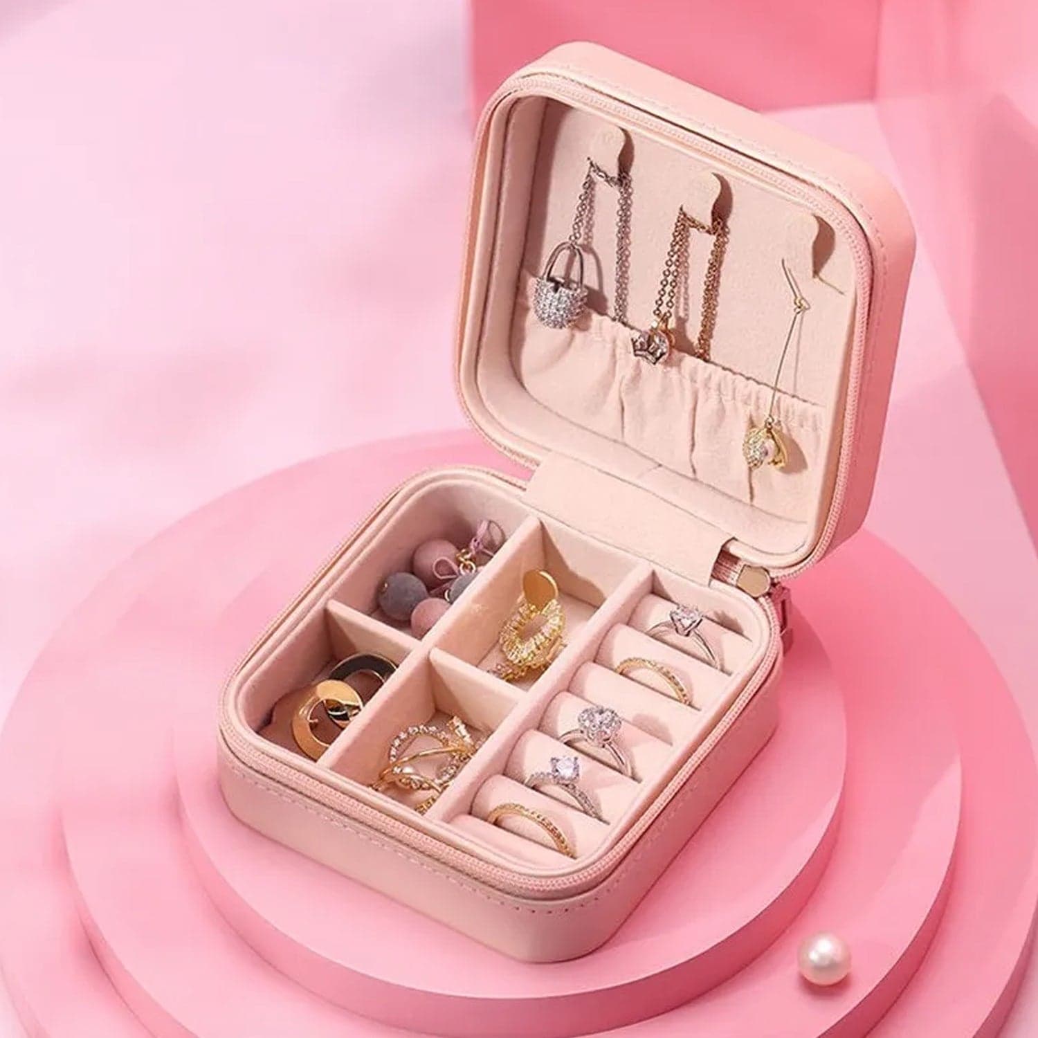 Mini PU Leather jewellery Box for Travel & Storage thumbnail 3