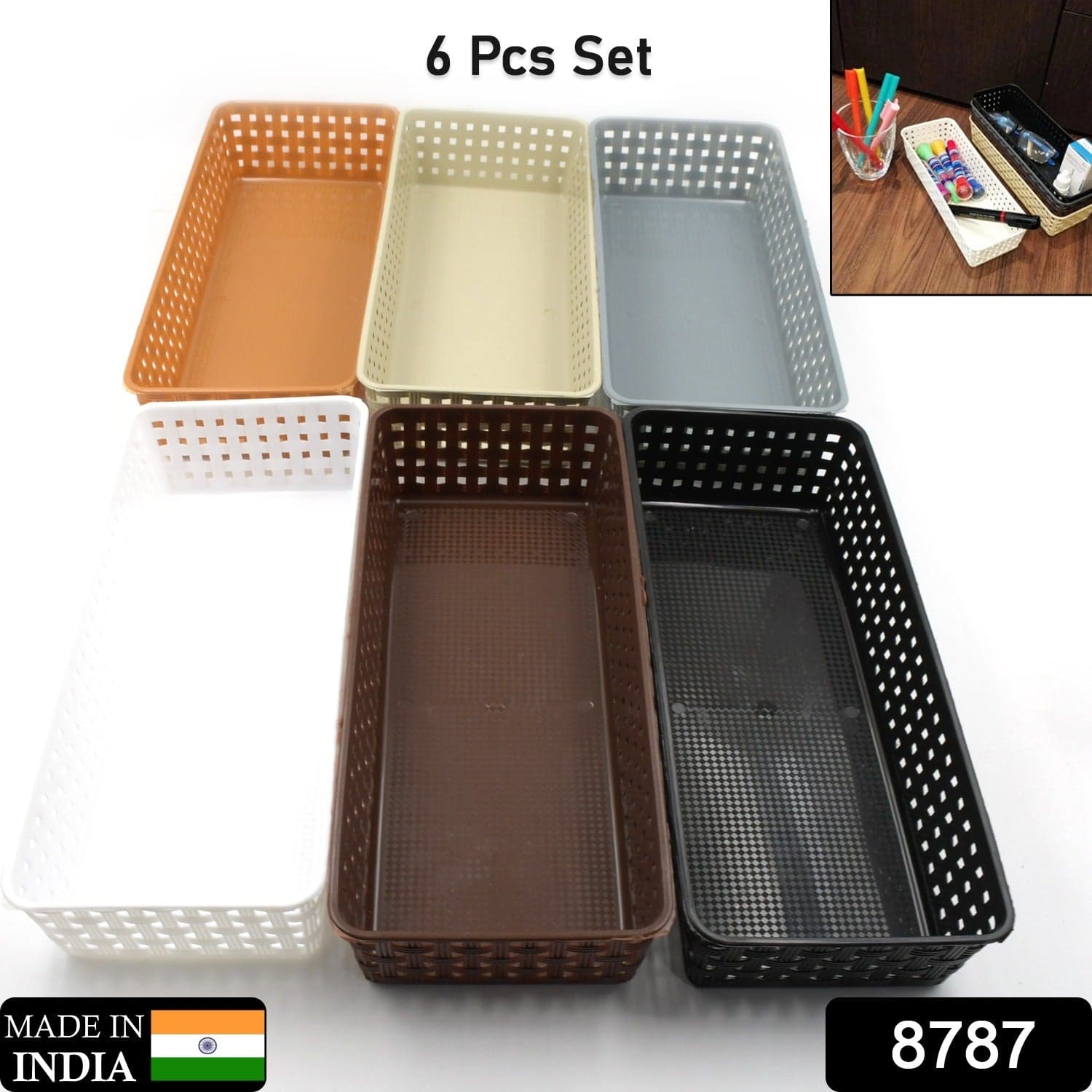 Plastic Multipurpose Desk Organizer Tray Office Drawer Dividers Storage Bins For Kitchen thumbnail 2