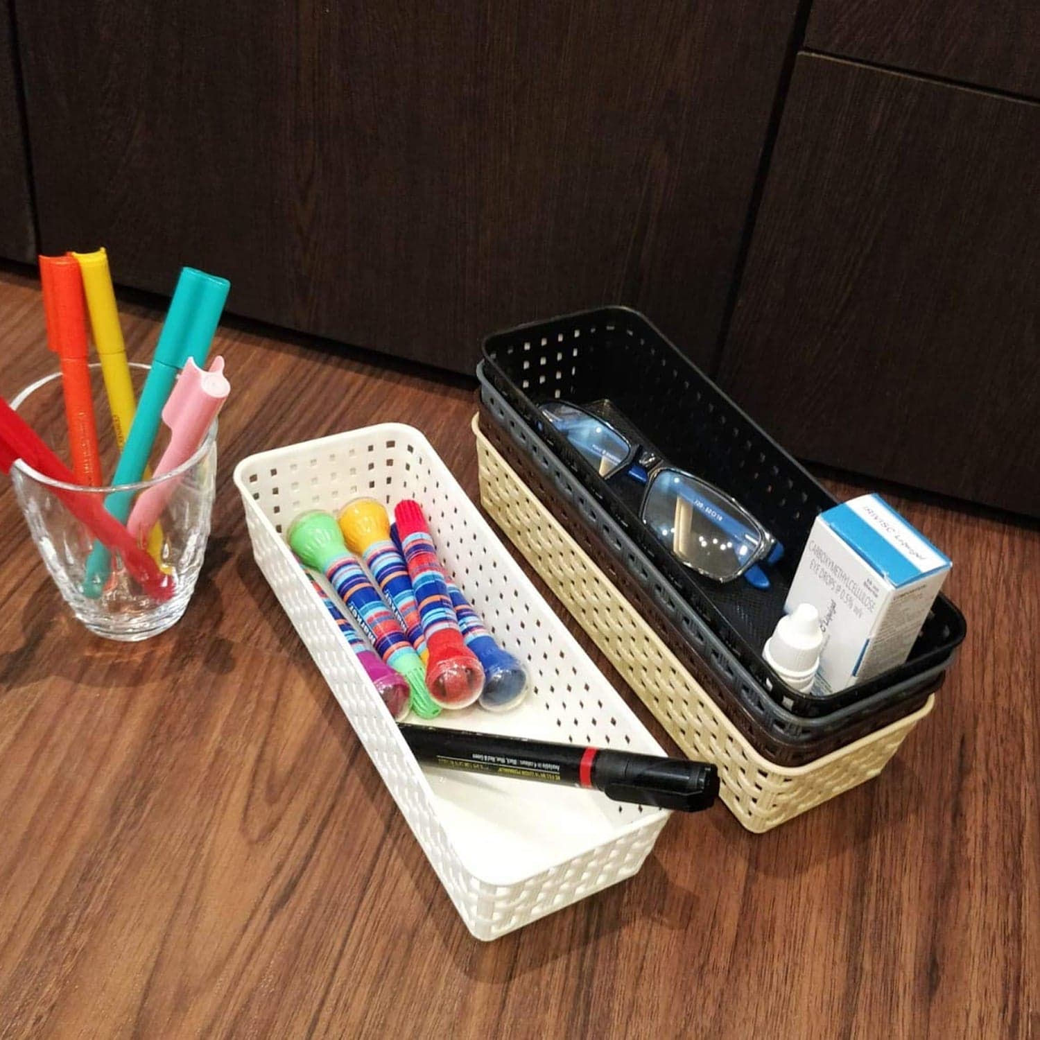 Plastic Multipurpose Desk Organizer Tray Office Drawer Dividers Storage Bins For Kitchen thumbnail 4