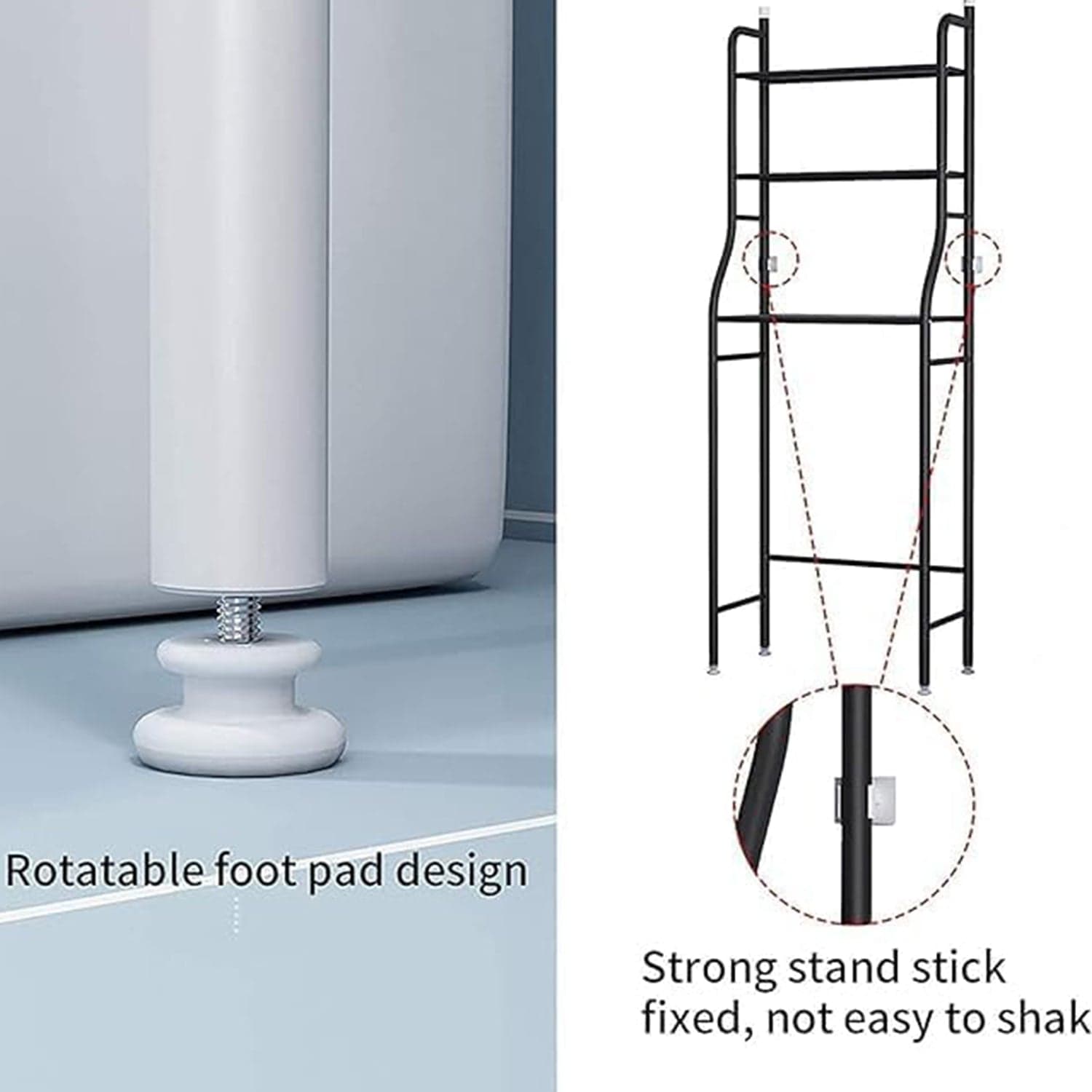 Multi-Layer The Toilet Storage Rack Metal | Bathroom Shelf Space Saving Organizer for Laundry Room Wash Basin Floor Stand thumbnail 3