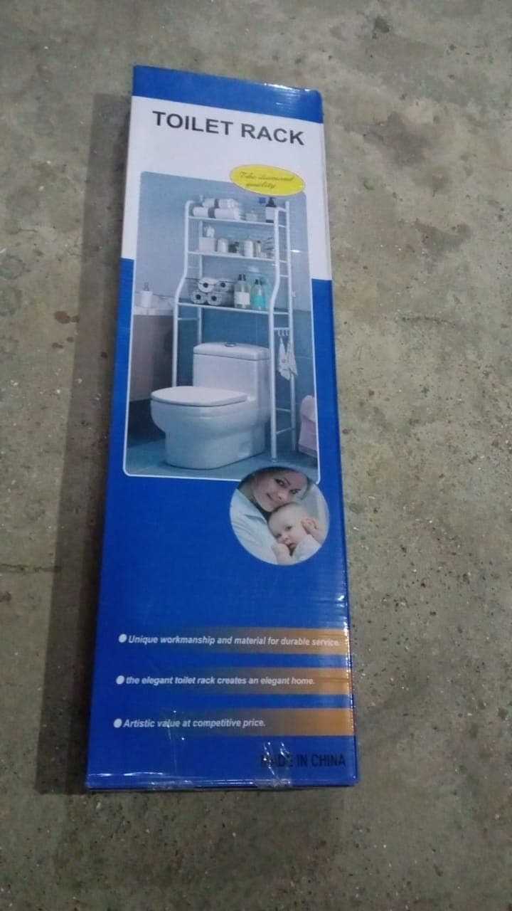 Multi-Layer The Toilet Storage Rack Metal | Bathroom Shelf Space Saving Organizer for Laundry Room Wash Basin Floor Stand thumbnail 7