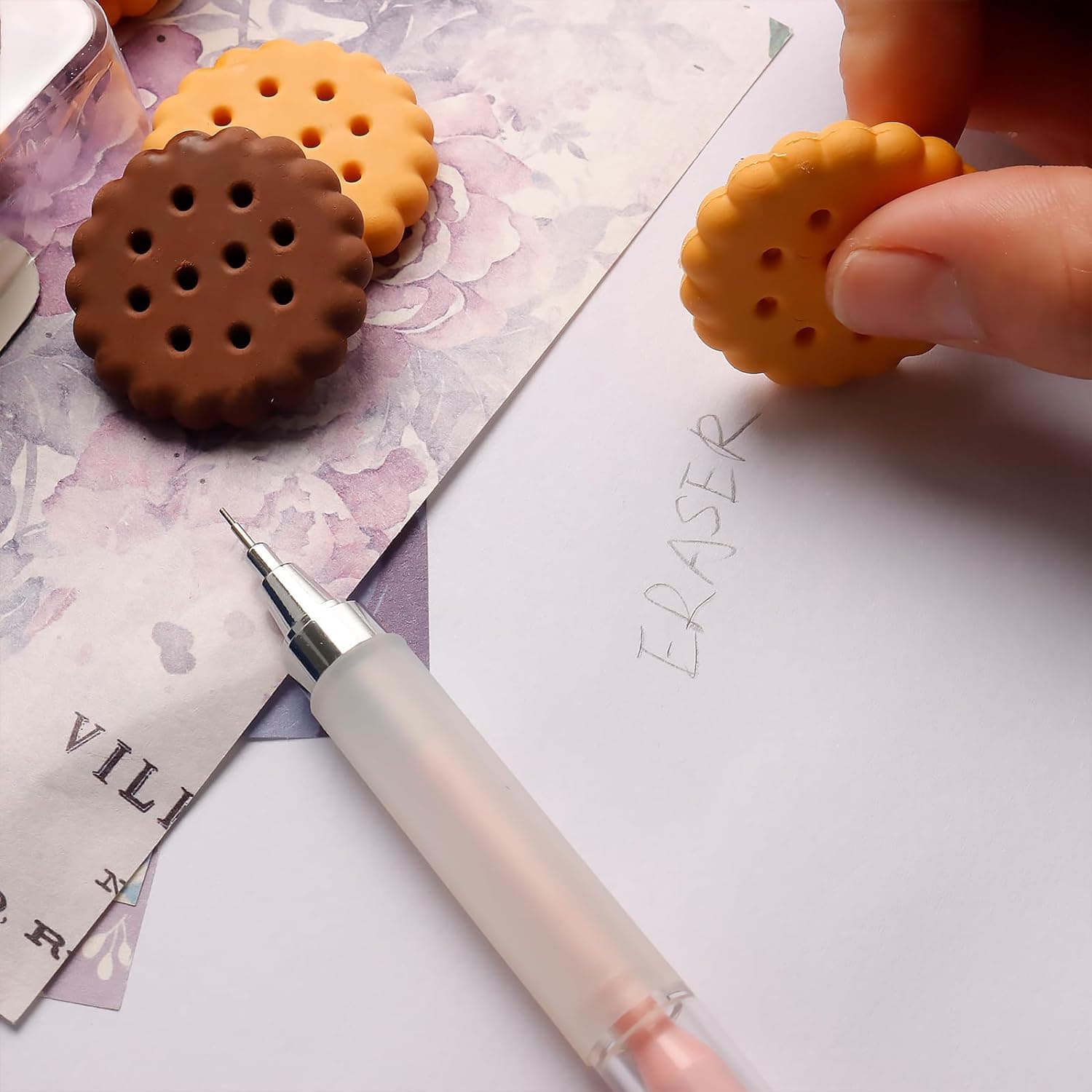 Biscuit-Shaped Erasers | Fun Rubber Stationery for Kids | Creative Birthday Gift Toy (6 Pcs Set) thumbnail 1