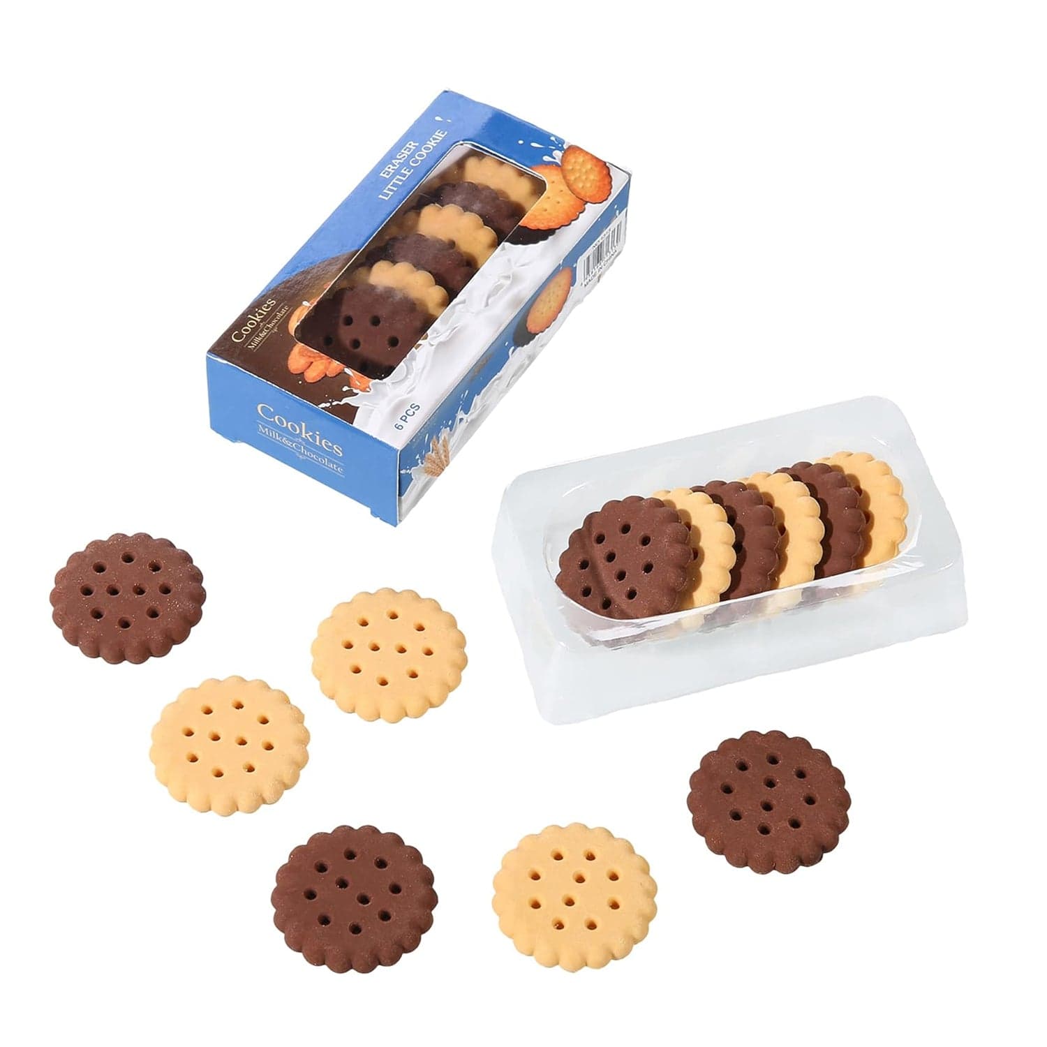 Biscuit-Shaped Erasers | Fun Rubber Stationery for Kids | Creative Birthday Gift Toy (6 Pcs Set) thumbnail 4