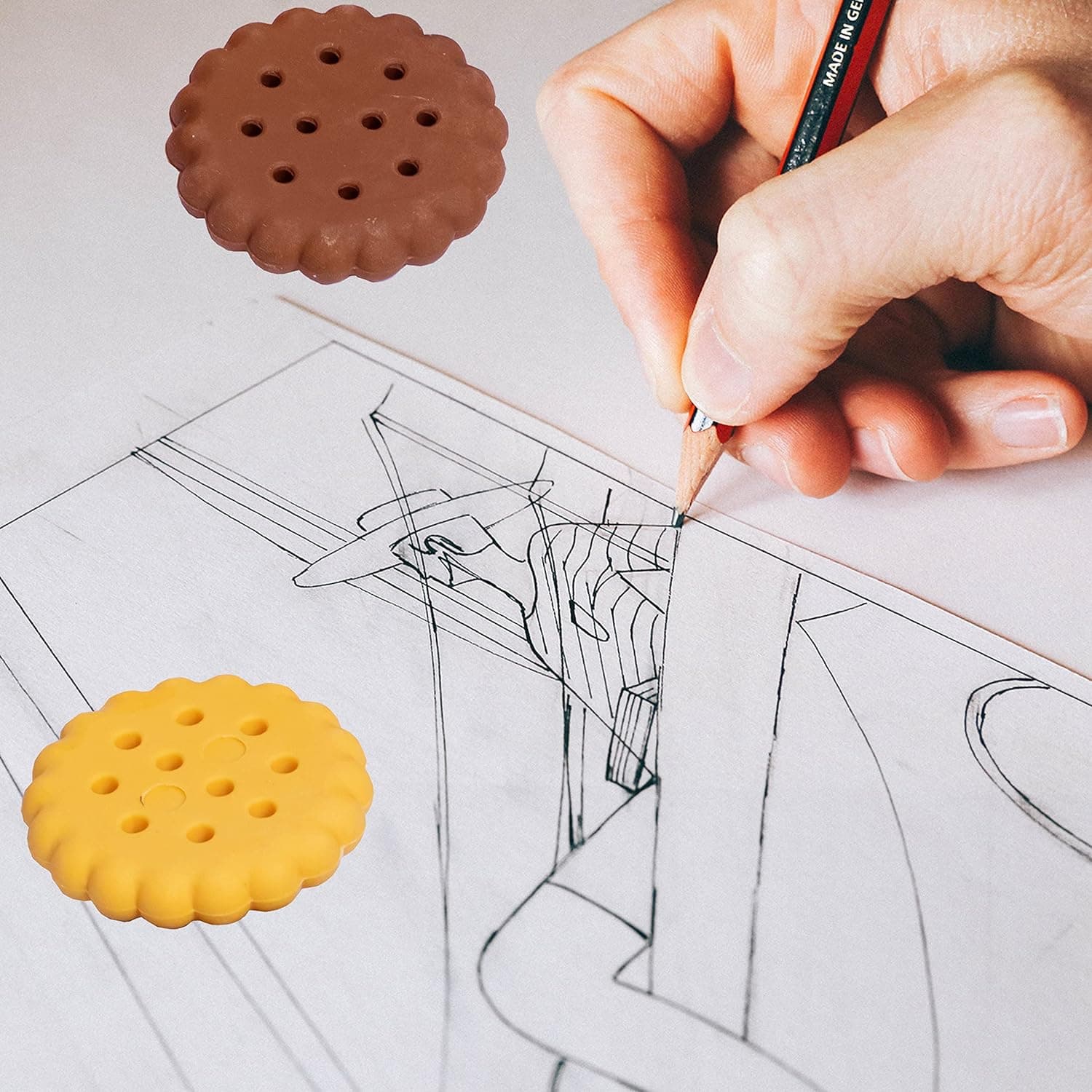 Biscuit-Shaped Erasers | Fun Rubber Stationery for Kids | Creative Birthday Gift Toy (6 Pcs Set) thumbnail 5