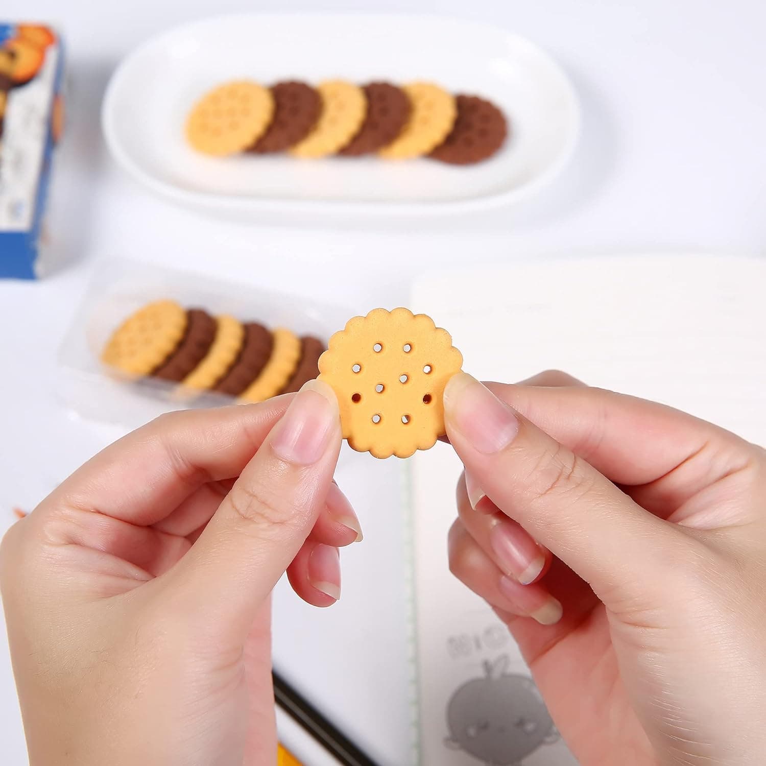 Biscuit-Shaped Erasers | Fun Rubber Stationery for Kids | Creative Birthday Gift Toy (6 Pcs Set) thumbnail 6