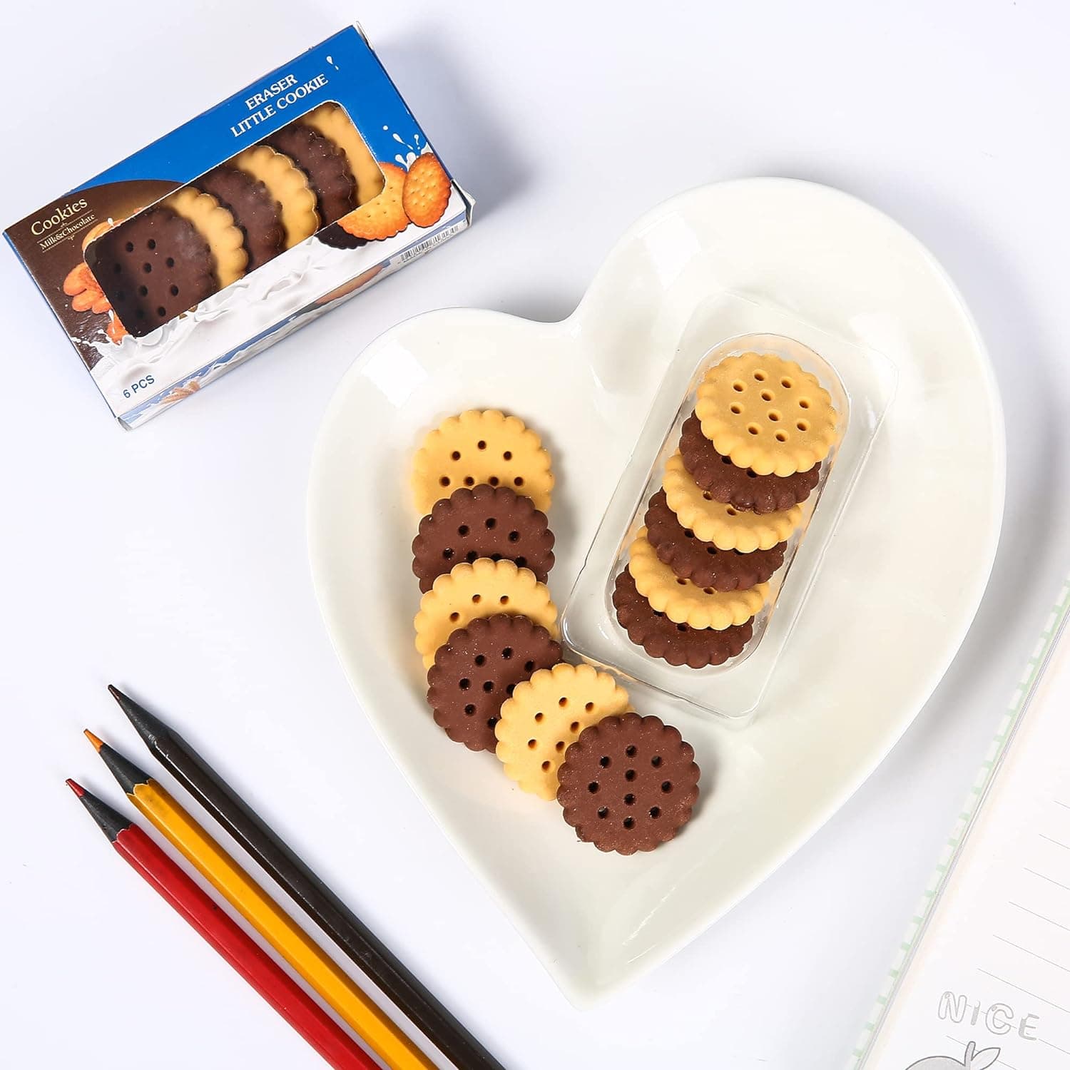Biscuit-Shaped Erasers | Fun Rubber Stationery for Kids | Creative Birthday Gift Toy (6 Pcs Set) thumbnail 7