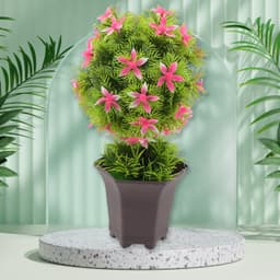 Wild Artificial Flower Plant With Cute Pot Of Home Office Tabletop Decor