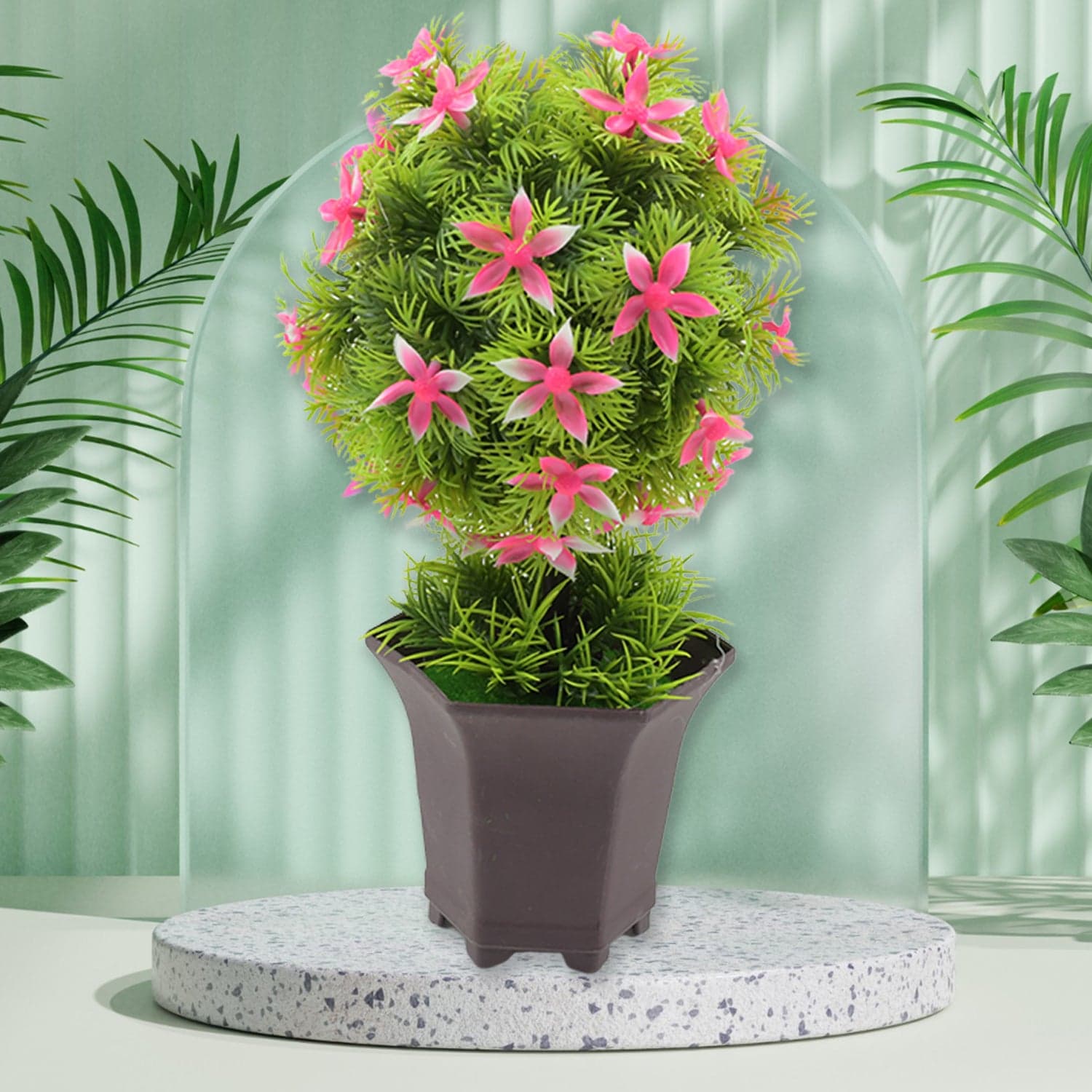 Wild Artificial Flower Plant With Cute Pot Of Home Office Tabletop Decor thumbnail 1