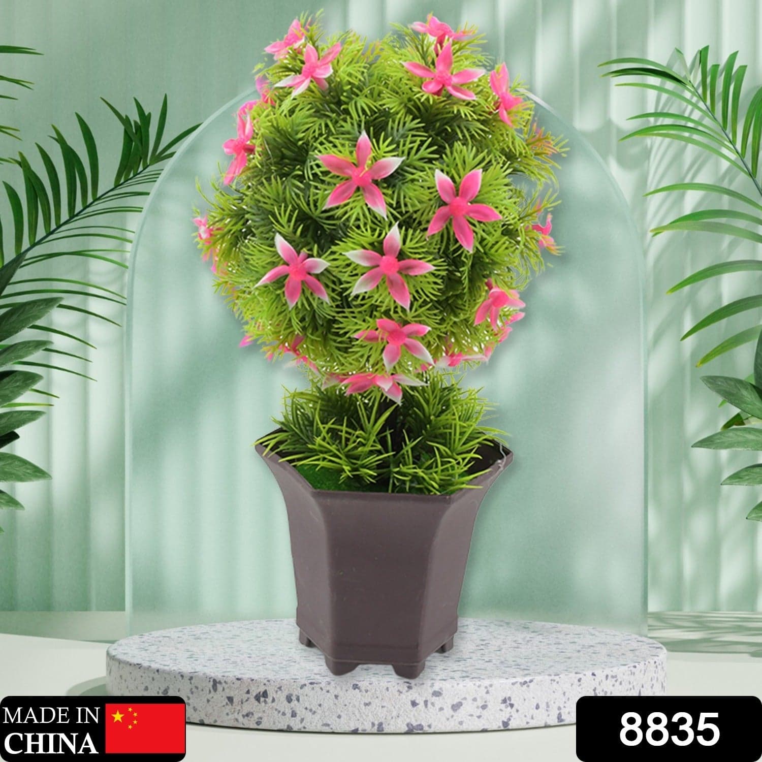 Wild Artificial Flower Plant With Cute Pot Of Home Office Tabletop Decor thumbnail 2
