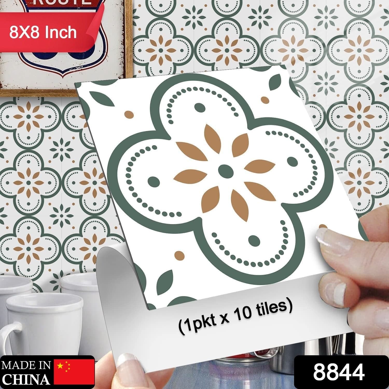 Peel And Stick Floor Tiles Kitchen / Bathroom Backsplash Sticker (8X8 Inch / 10 Pcs Set) thumbnail 2