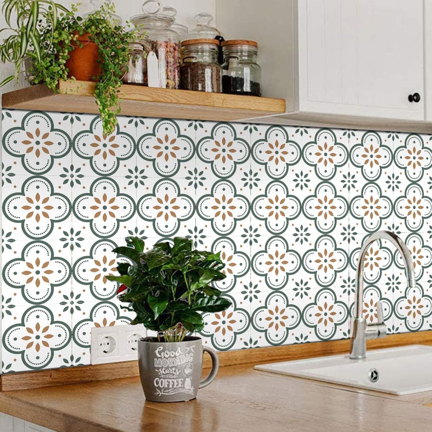 Peel And Stick Floor Tiles Kitchen / Bathroom Backsplash Sticker (8X8 Inch / 10 Pcs Set) thumbnail 6