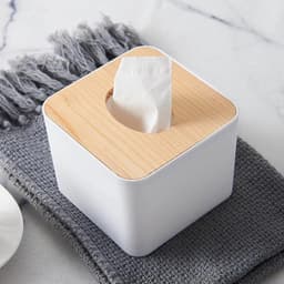 Tissue Box Desktop Stand Bamboo Tissue Cover Box (1 Pc )