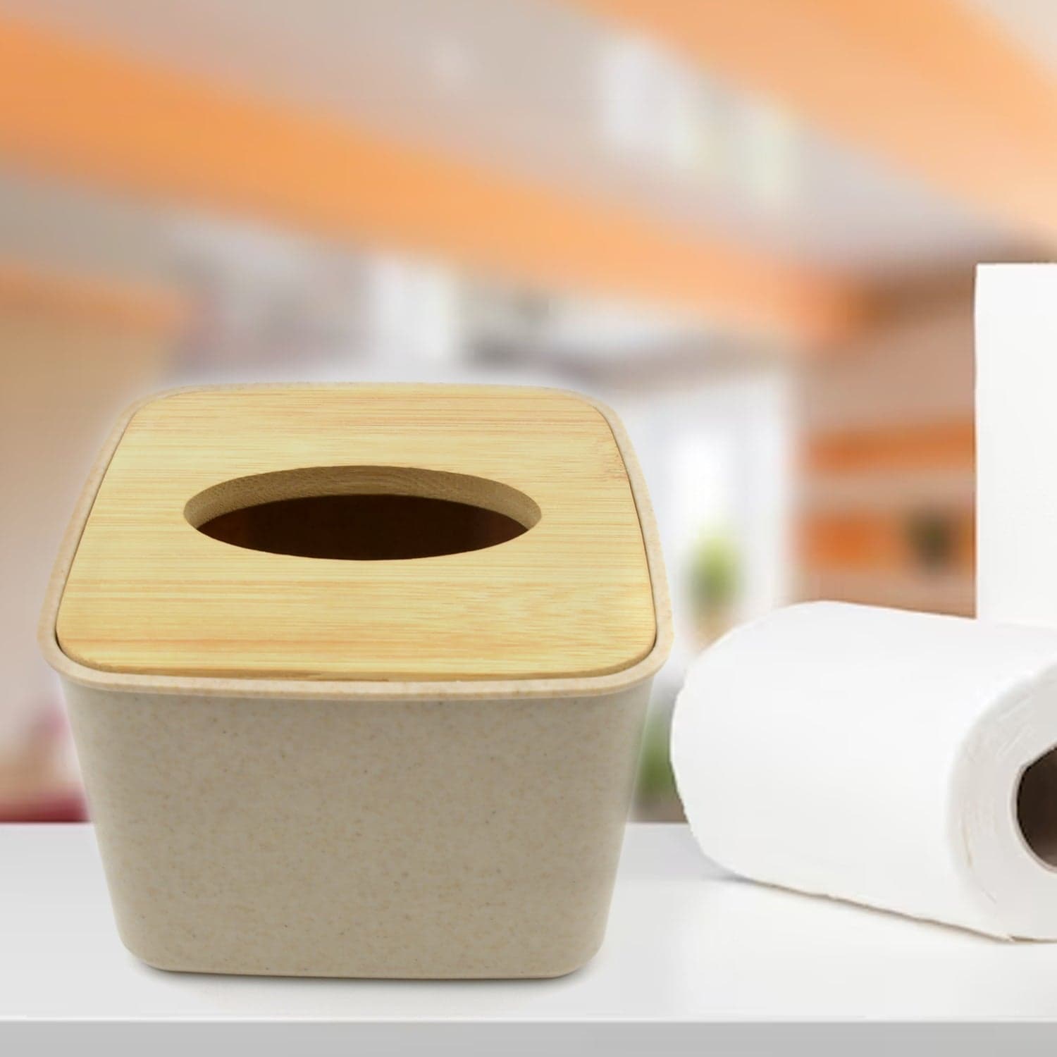 Tissue Box Desktop Stand Bamboo Tissue Cover Box (1 Pc ) thumbnail 3