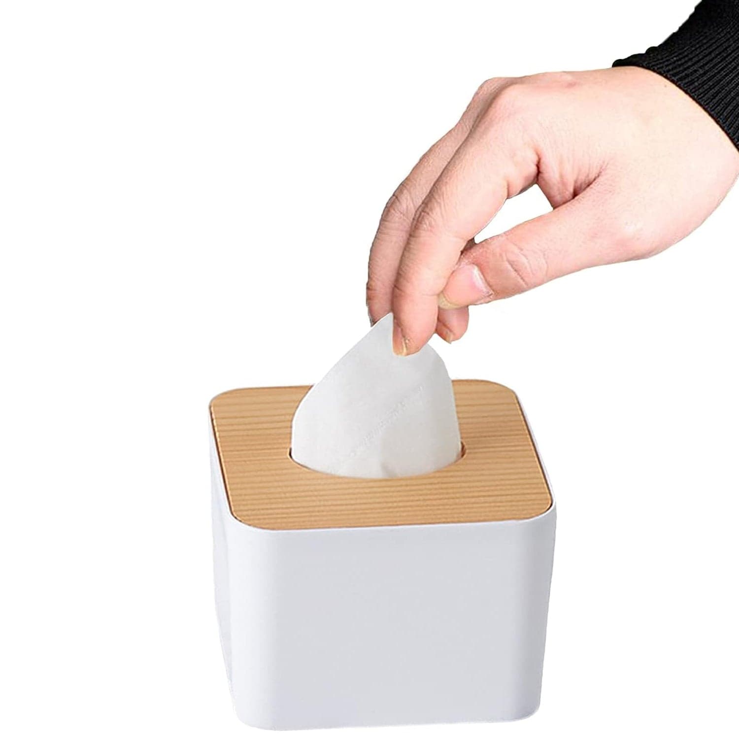 Tissue Box Desktop Stand Bamboo Tissue Cover Box (1 Pc ) thumbnail 4