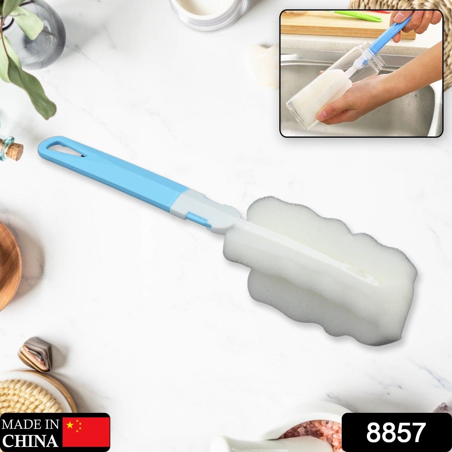 Sponge Cleaning Brush Kitchen Tool Bottle Soft Brush For Dishes| Cleaning Brush Cleaner With Plastic Long Handle thumbnail 2