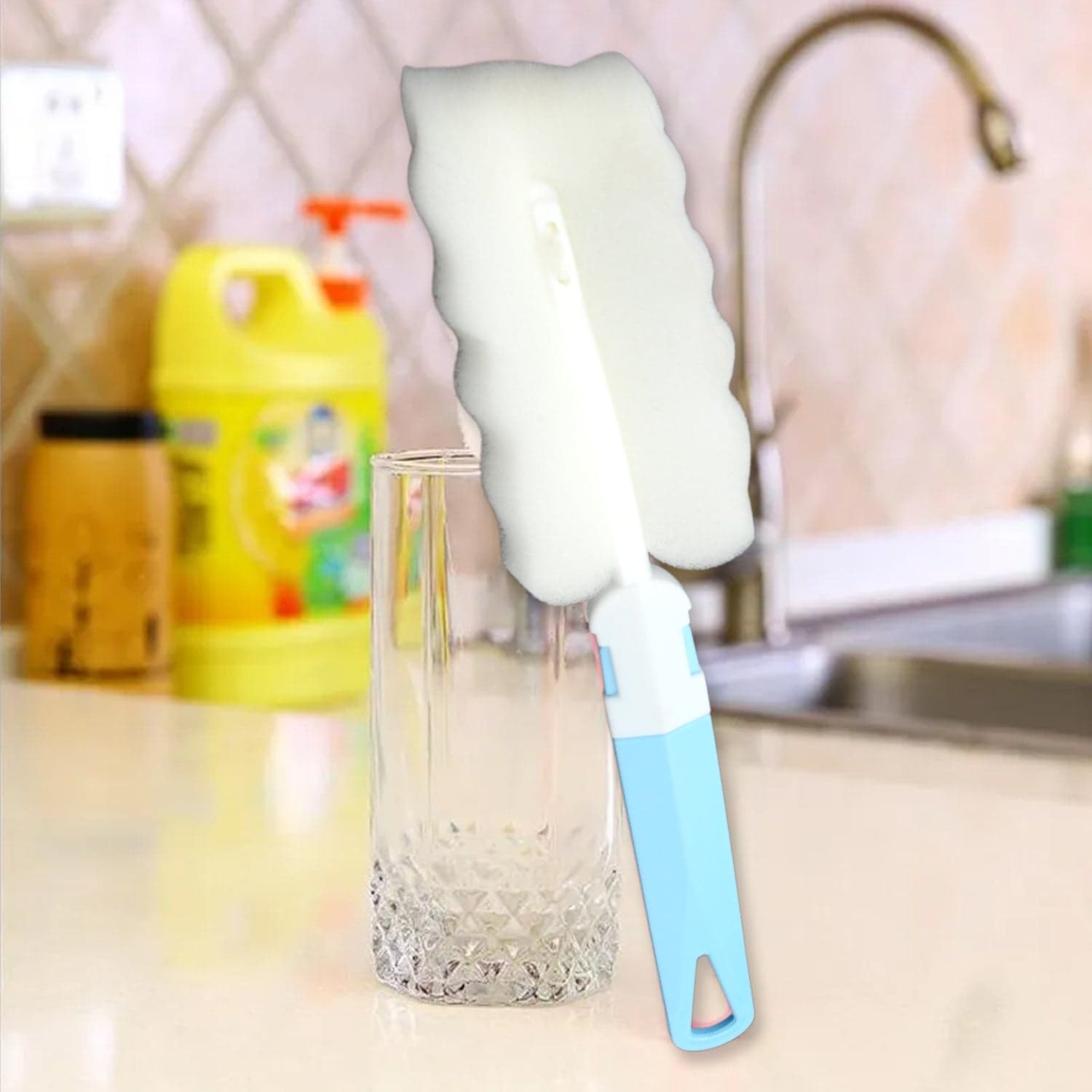 Sponge Cleaning Brush Kitchen Tool Bottle Soft Brush For Dishes| Cleaning Brush Cleaner With Plastic Long Handle thumbnail 6