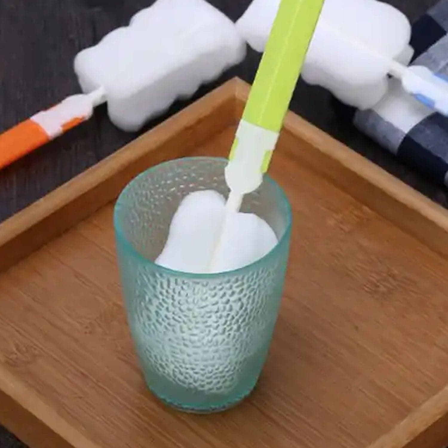 Sponge Cleaning Brush Kitchen Tool Bottle Soft Brush For Dishes| Cleaning Brush Cleaner With Plastic Long Handle thumbnail 7