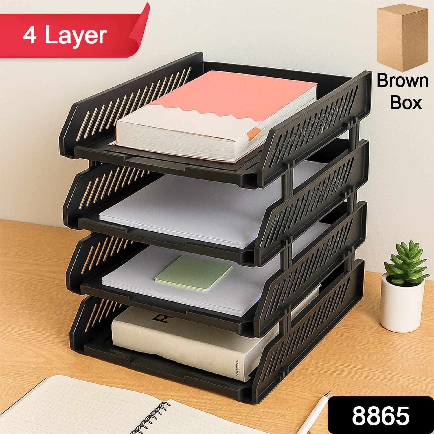 4-Layer Multifunctional File Rack with Drawers for Office Desk thumbnail 2