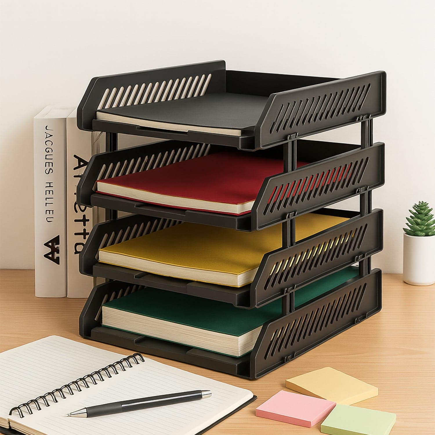 4-Layer Multifunctional File Rack with Drawers for Office Desk thumbnail 3