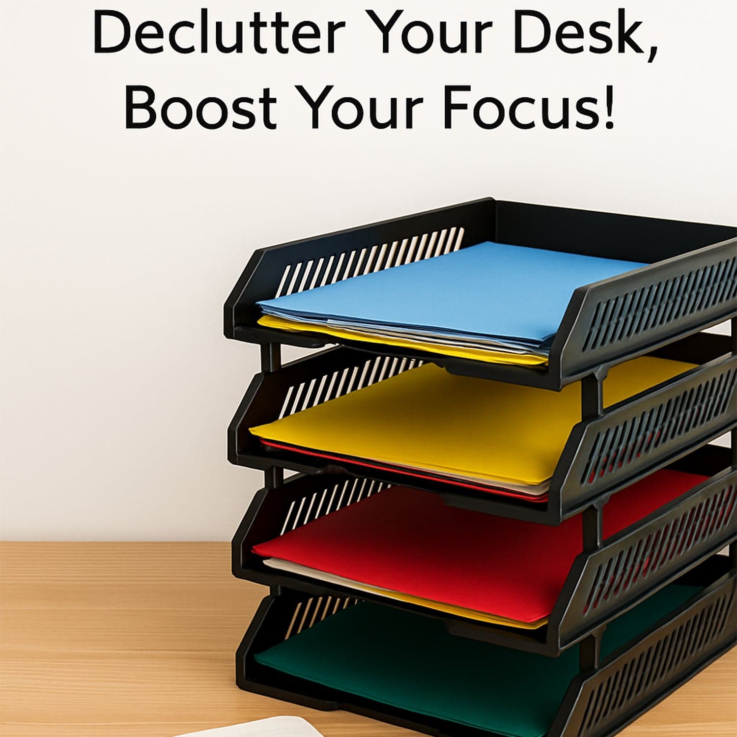 4-Layer Multifunctional File Rack with Drawers for Office Desk thumbnail 5