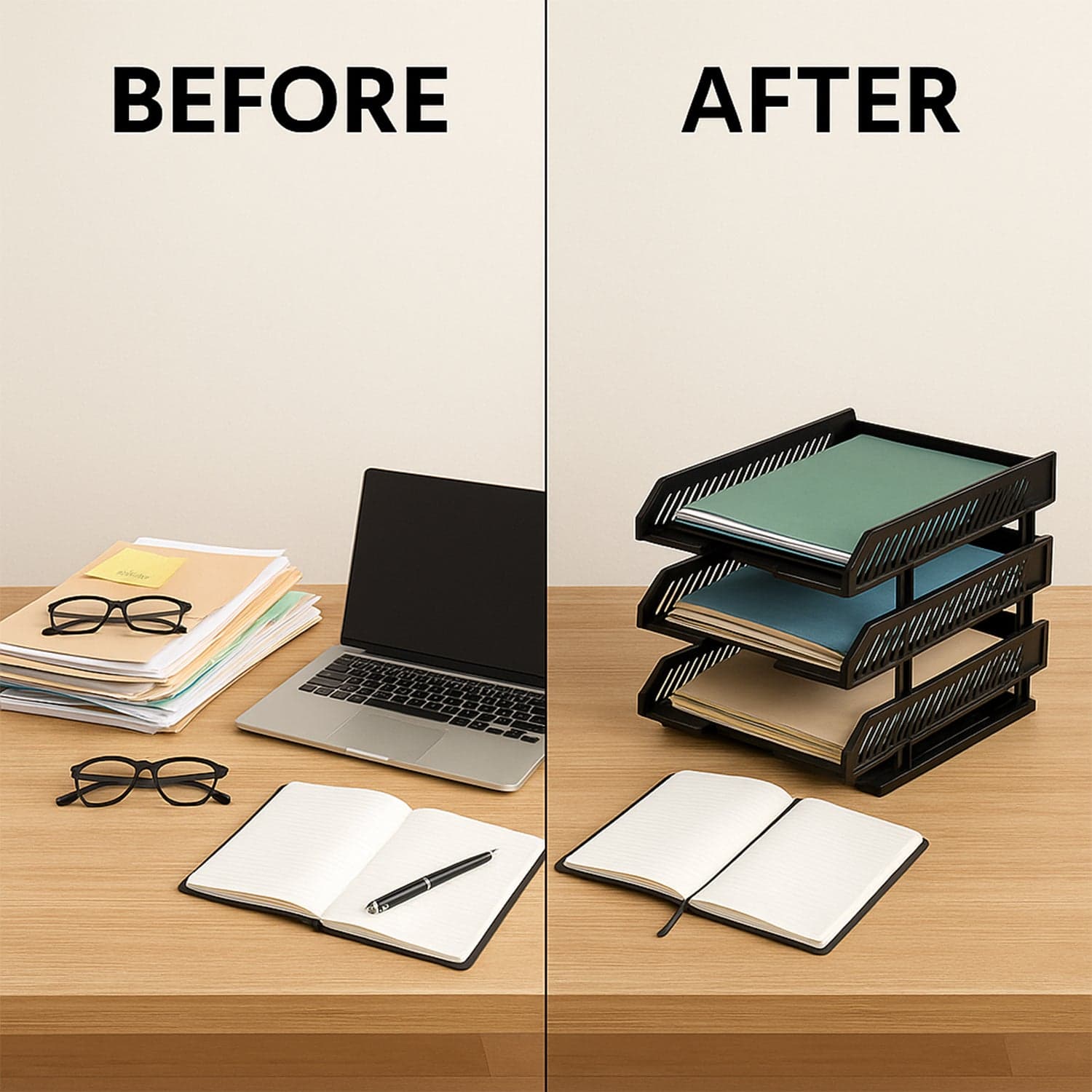 4-Layer Multifunctional File Rack with Drawers for Office Desk thumbnail 7