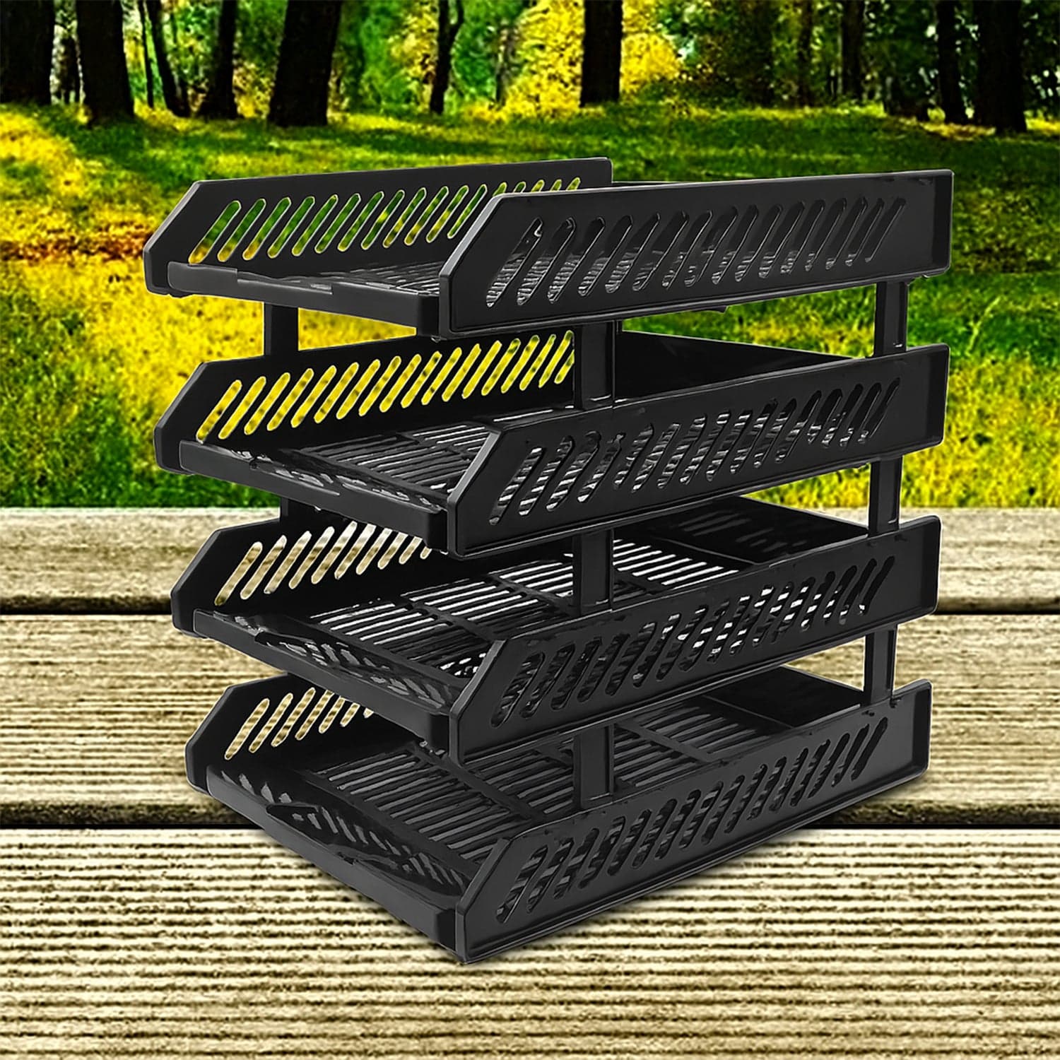 4-Layer Multifunctional File Rack with Drawers for Office Desk thumbnail 9