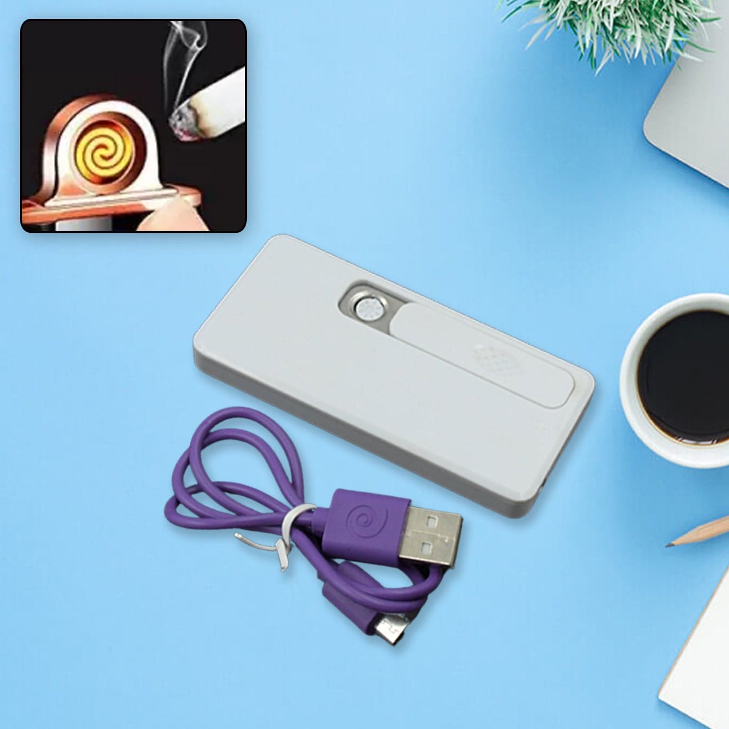 Stylish Electric USB Lighter for Men & Women (Rechargeable, Windproof) thumbnail 1