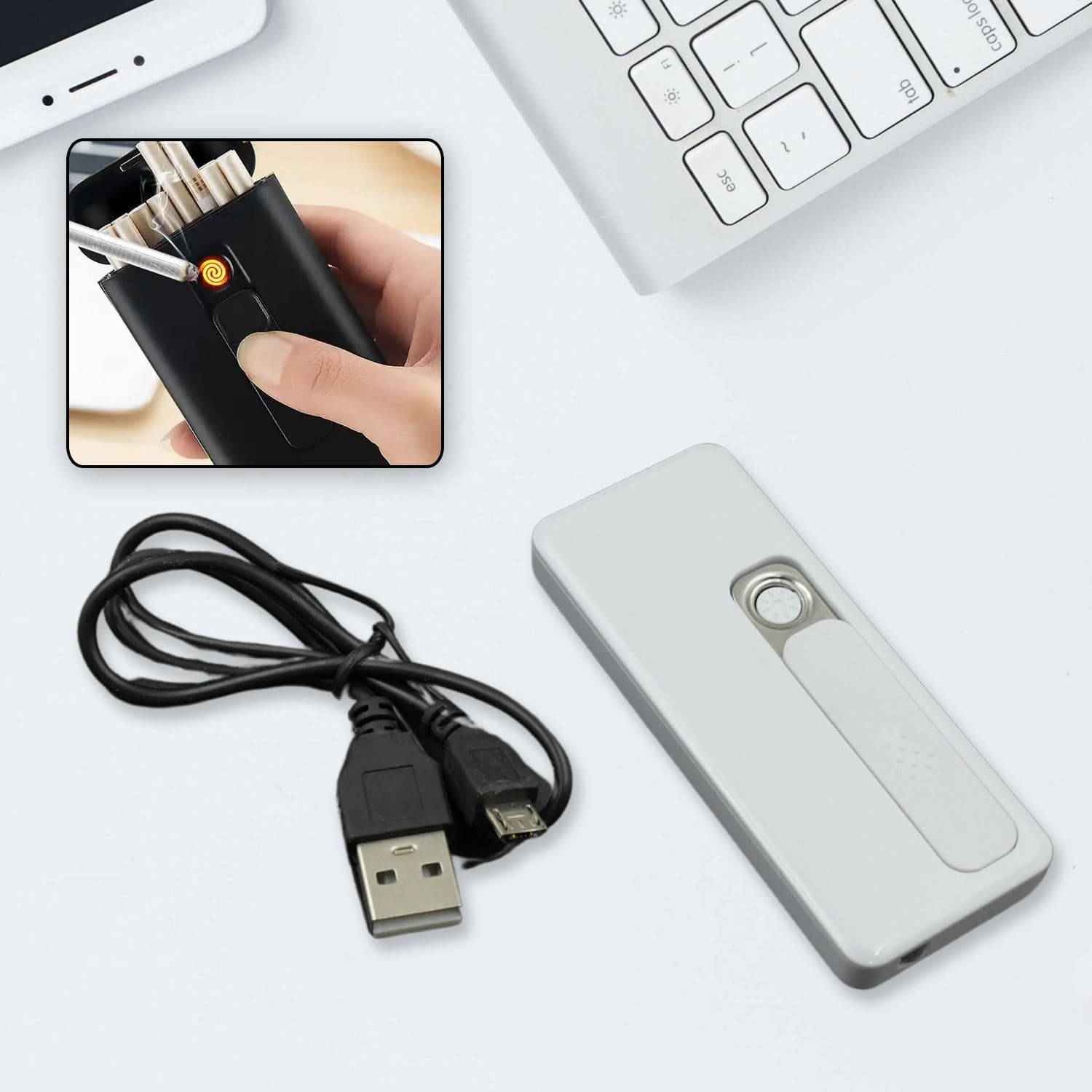 Stylish Electric USB Lighter for Men & Women (Rechargeable, Windproof) thumbnail 6