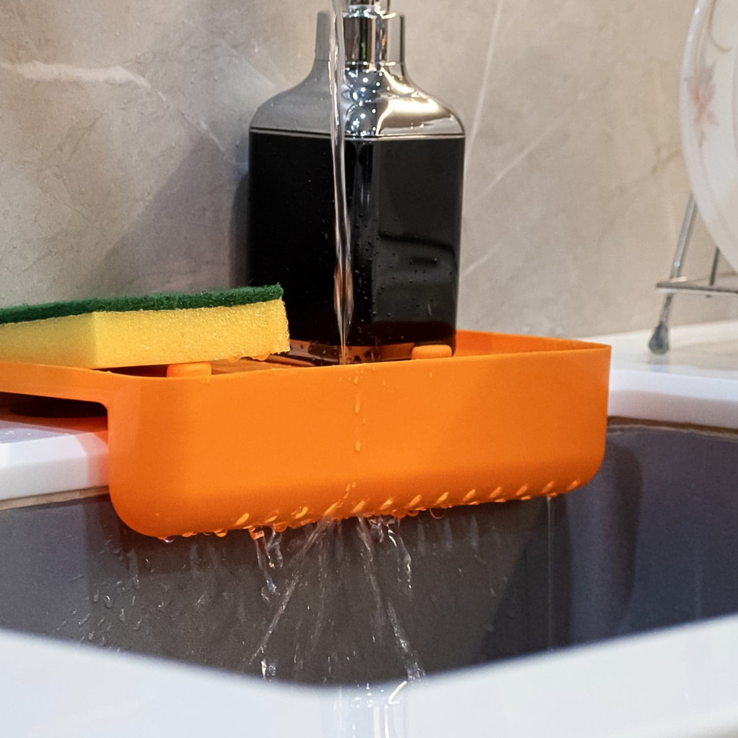 MULTI FUNCTIONAL DRAINER SHELF SINK STORAGE HOLDER Sink Colander Strainer Basket (1 Pc) thumbnail 3