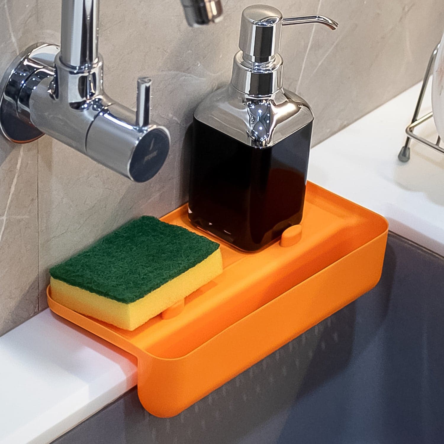 MULTI FUNCTIONAL DRAINER SHELF SINK STORAGE HOLDER Sink Colander Strainer Basket (1 Pc) thumbnail 6