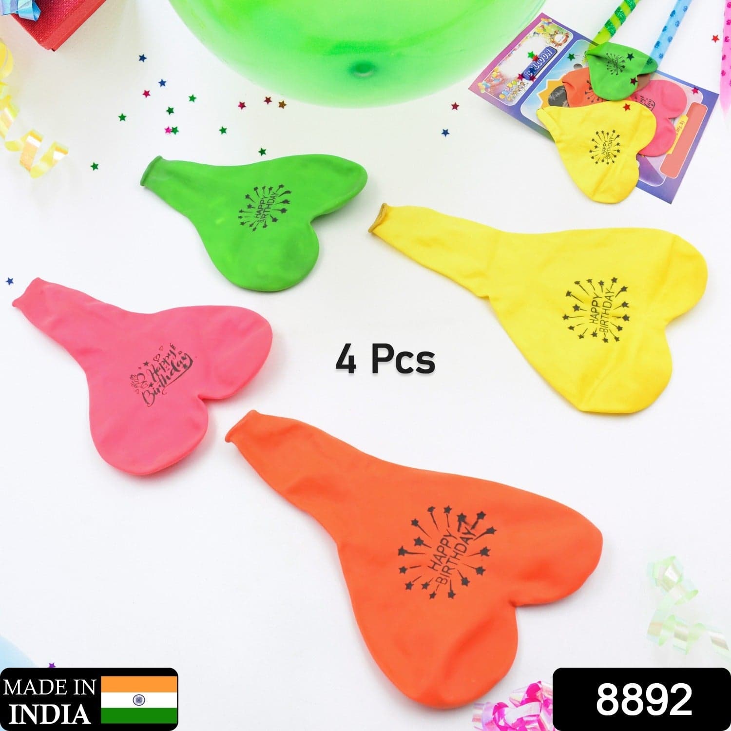 Heart Shaped Balloons Multicolor (4 Pcs Set) thumbnail 2