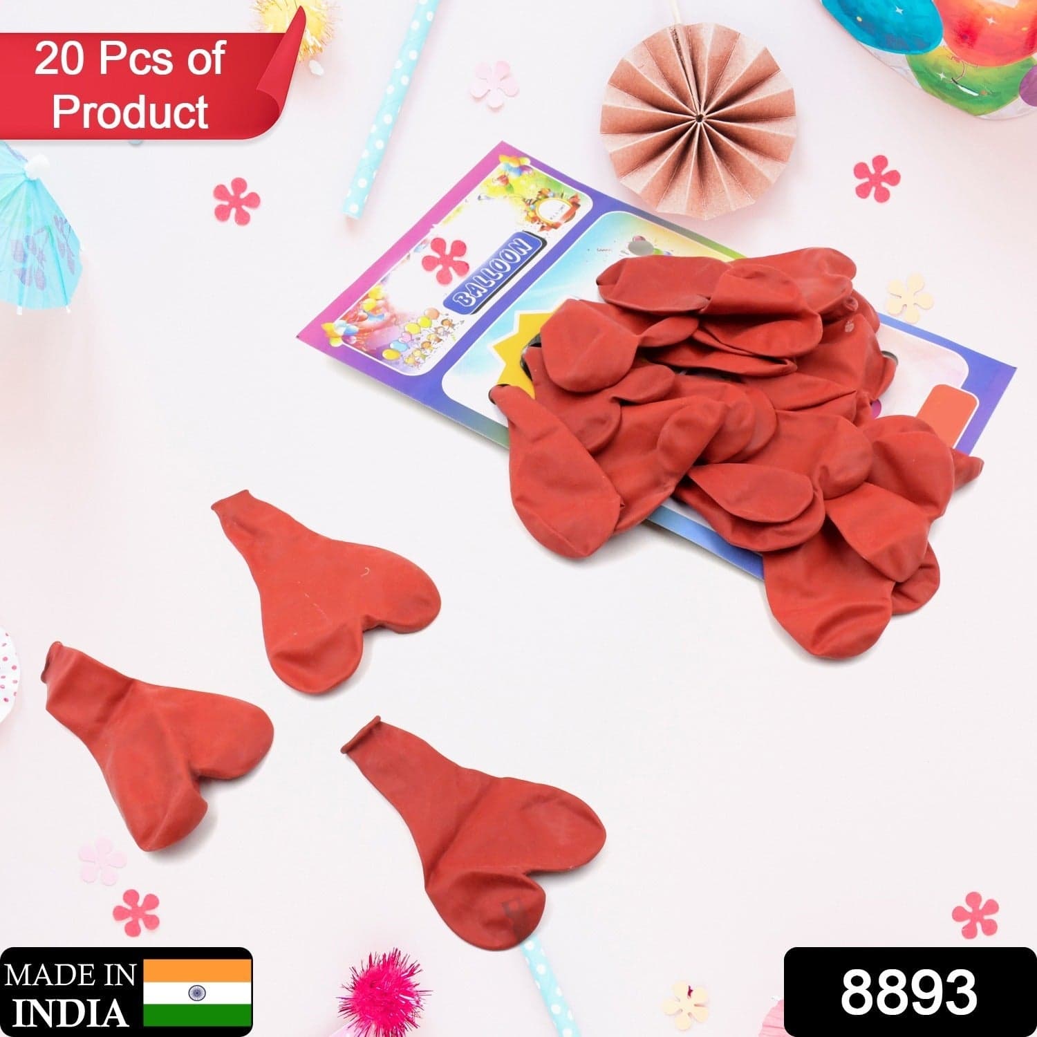 Heart Shaped Balloons One Color (20 Pcs Set) thumbnail 2