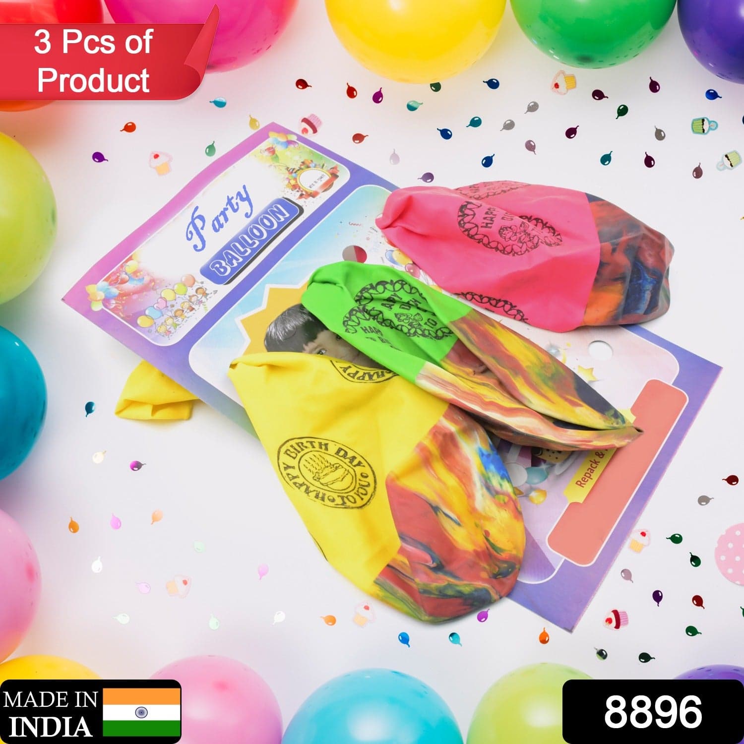 Big Size Balloons Kinds Of Rainbow Party Multicolor (3 Pcs Set) thumbnail 2