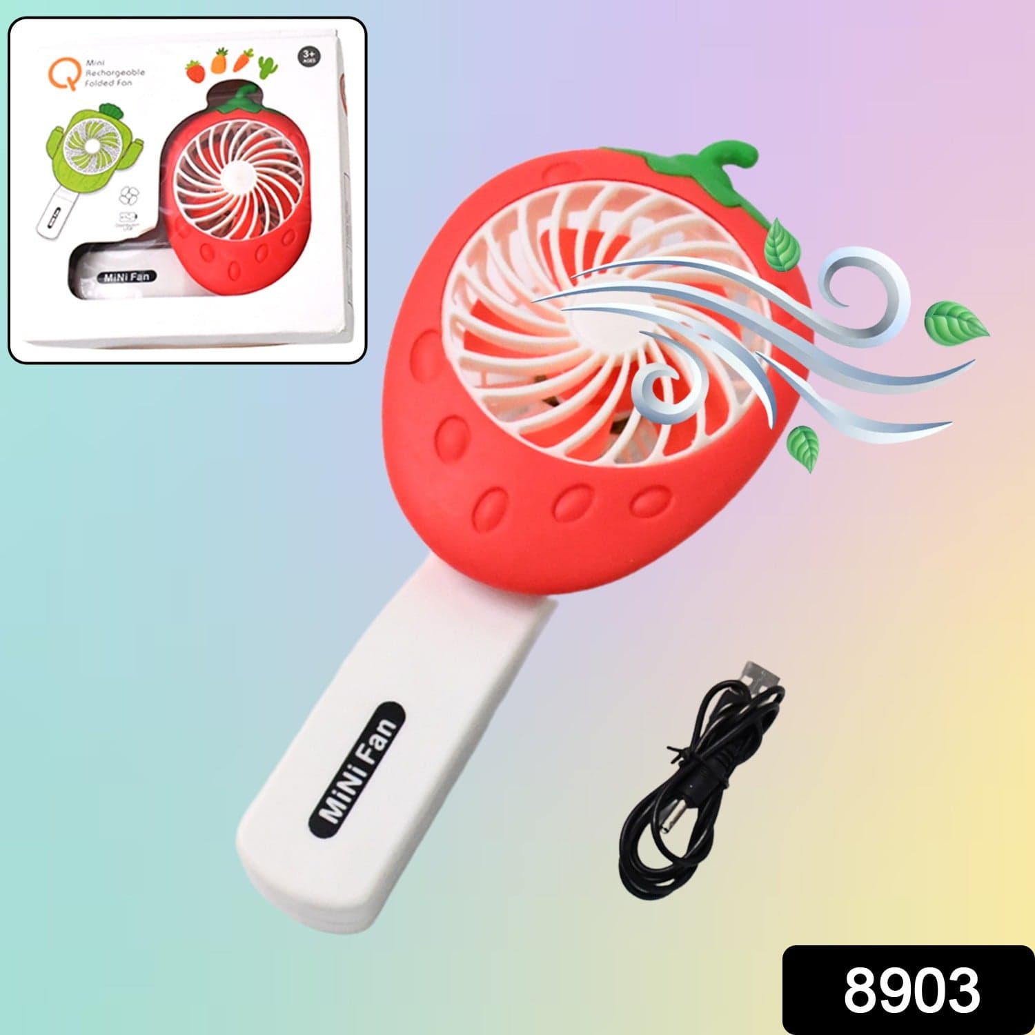 Rechargeable Handheld Mini Fan (Battery Not Included / Mix Colour) thumbnail 2