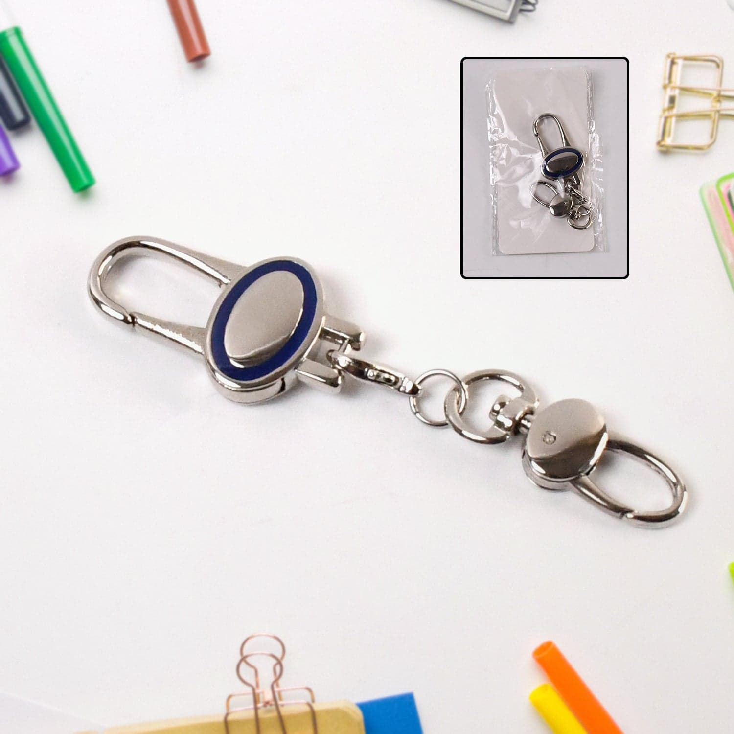 Metal Retractable Key Chain Recoil Keyring Heavy Duty Wire Rope thumbnail 1