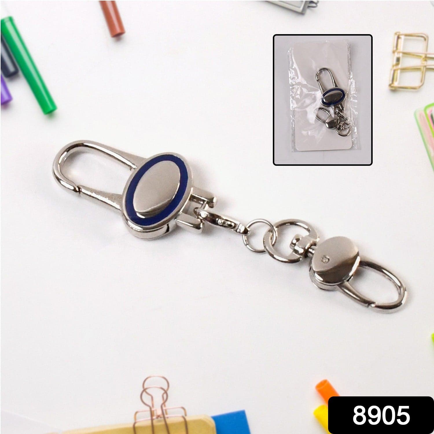 Metal Retractable Key Chain Recoil Keyring Heavy Duty Wire Rope thumbnail 2