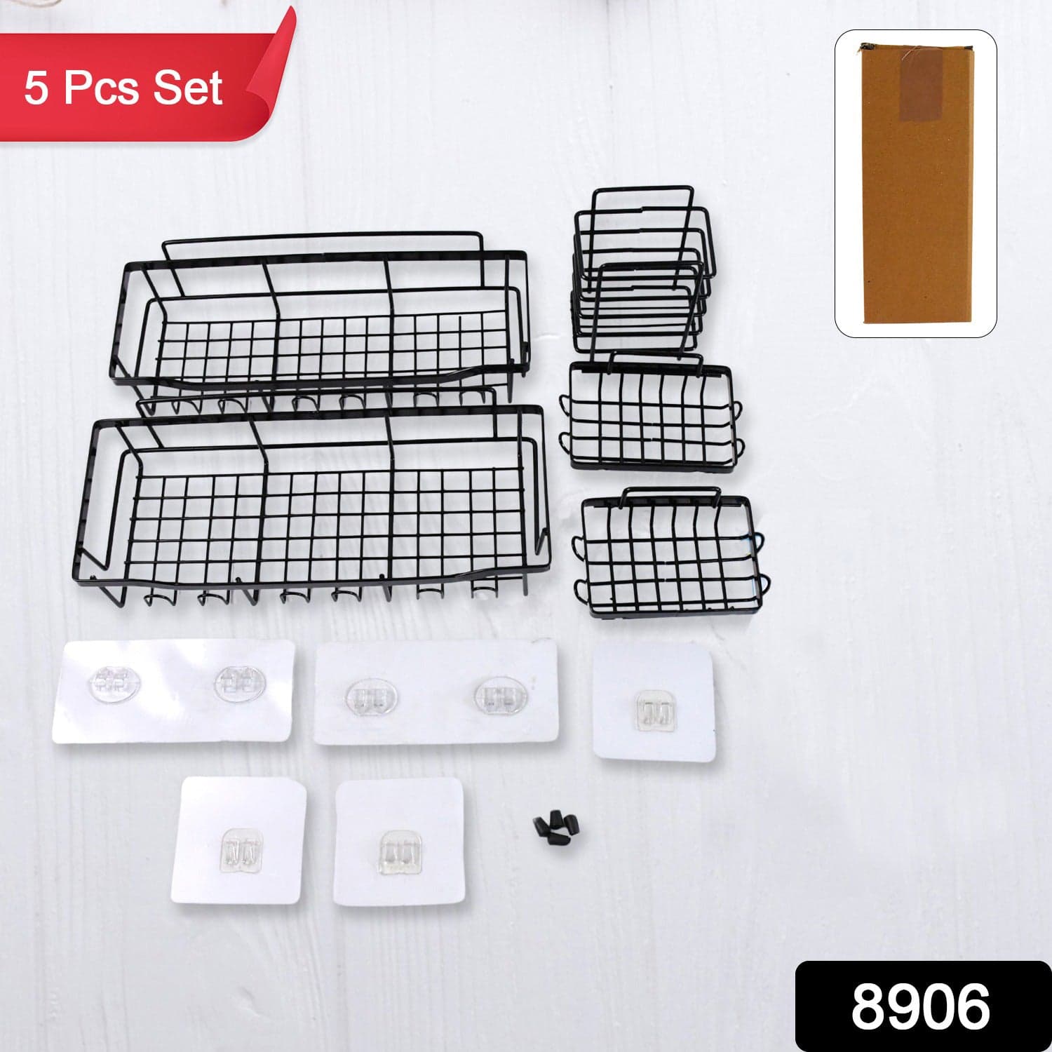 Metal Shower Basket / Canddy, for Bathroom Organiser (5 Pc Combo) thumbnail 2