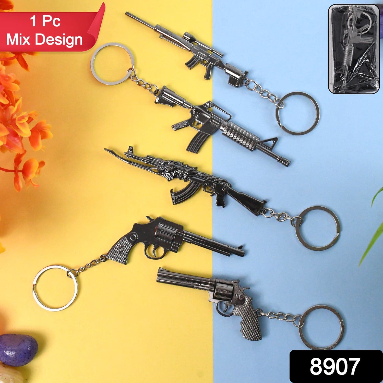 Mix Design Metal Gun Keychain With Case (1 Pc / Mix Design) thumbnail 2