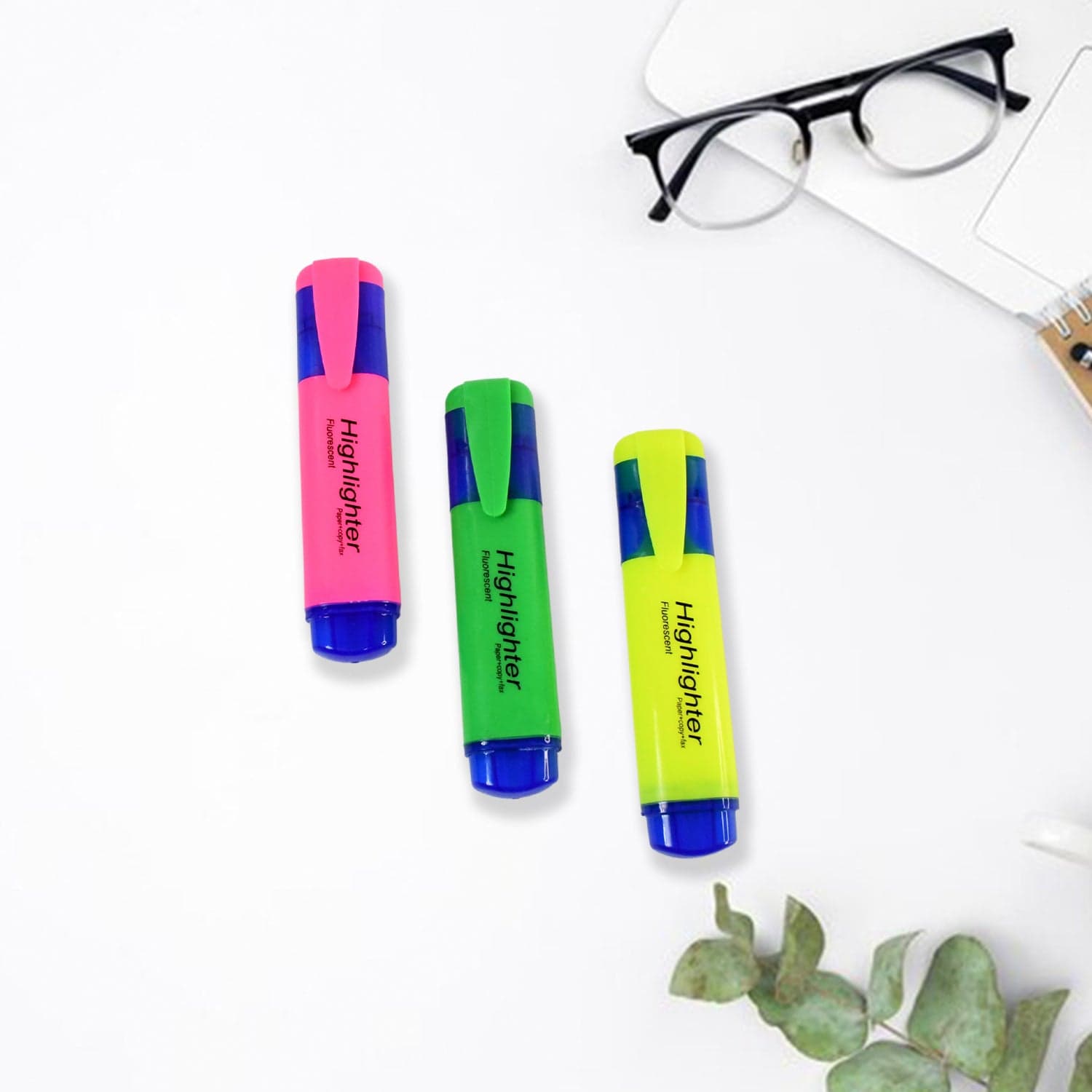 Highlighter Pen, Assorted Colours Water Based Broad Tip Writing Marker (3 Pcs Set) thumbnail 6