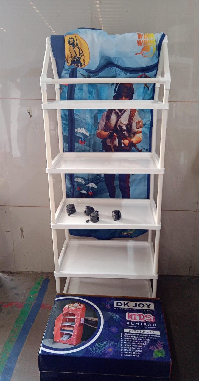 Multi Purpose Foldable Baby Wardrobe / Toy Box 5 Shelves Cartoon Printed thumbnail 7