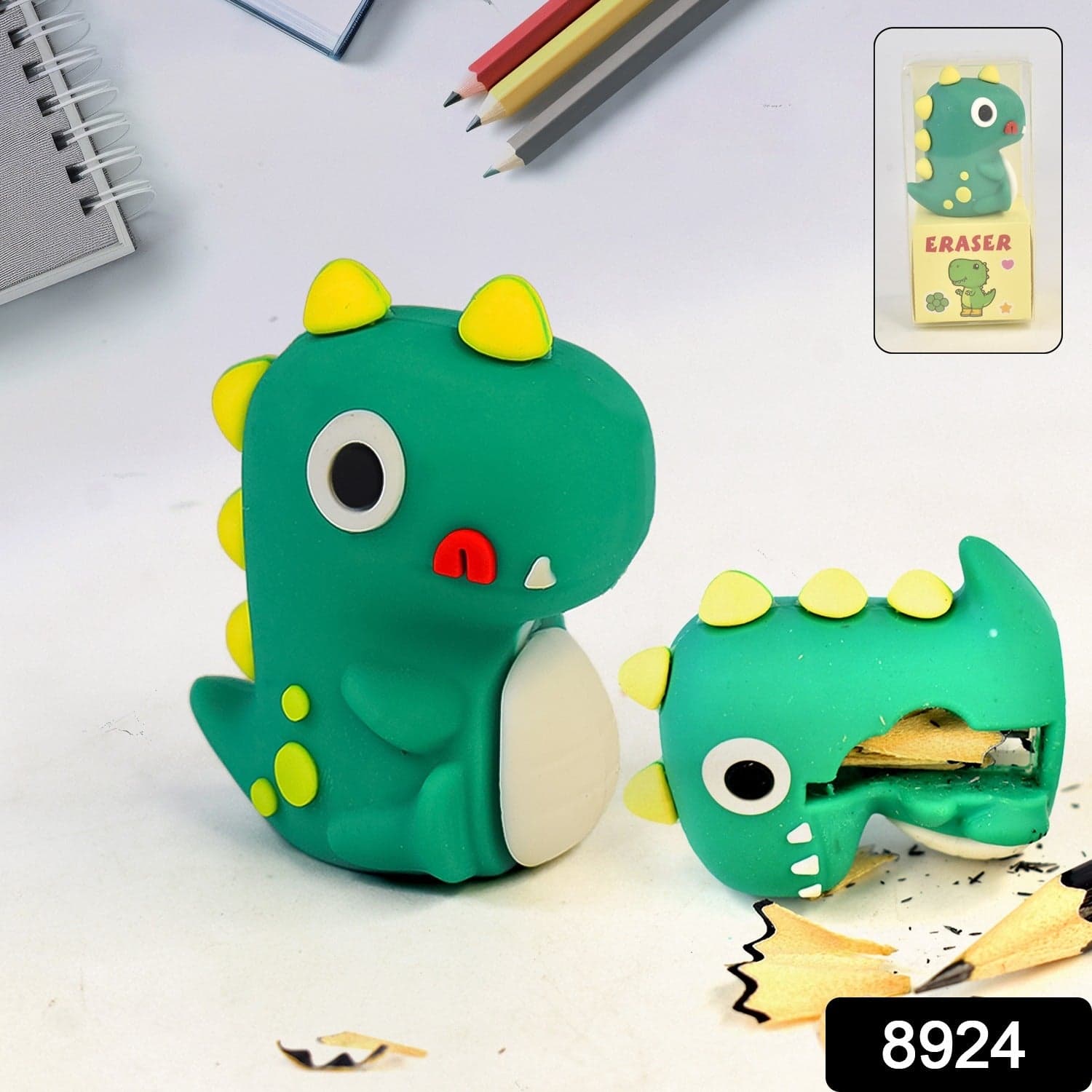 Dinosaur 2 in 1 Cute Eraser with Pencil Sharpener (1 Pc) thumbnail 2