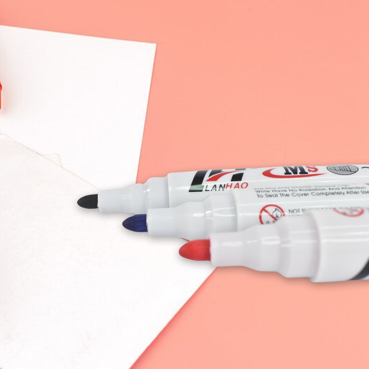 Whiteboard Marker Set (Blue, Black, Red) with Board Duster - Pack of 4 thumbnail 6