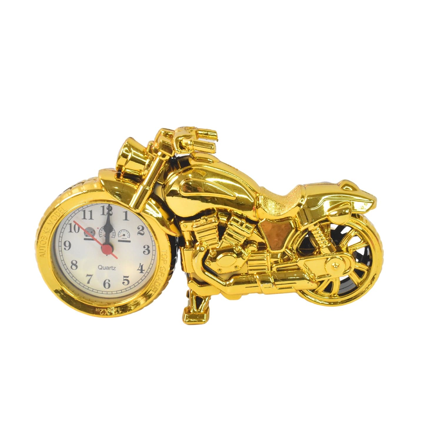 Golden Motorcycle Shape Alarm Clock, Motor Table Clock for Home Decor (1 Pc) thumbnail 6